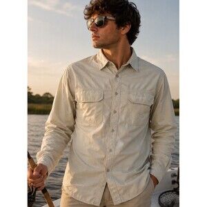 Acadia Long Sleeve Khaki  Performance Shirt Men’s Medium Outdoor Fishing